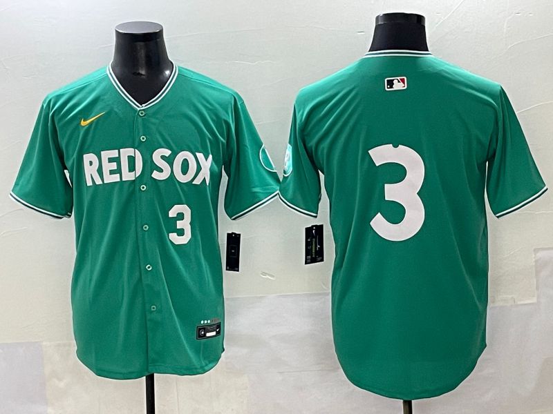 Men 2025 Boston Red Sox 3 No Name Green Joint Name Nike MLB Jersey style 2